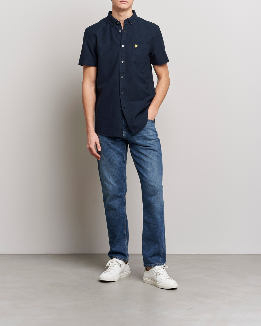 Men | Shirts | Lyle & Scott | Cotton Slub Short Sleeve Shirt Dark Navy