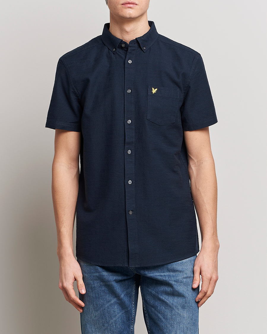 Men | Shirts | Lyle & Scott | Cotton Slub Short Sleeve Shirt Dark Navy