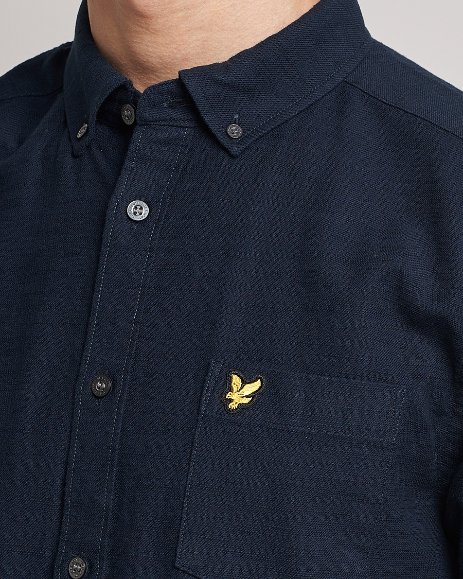Men | Shirts | Lyle & Scott | Cotton Slub Short Sleeve Shirt Dark Navy