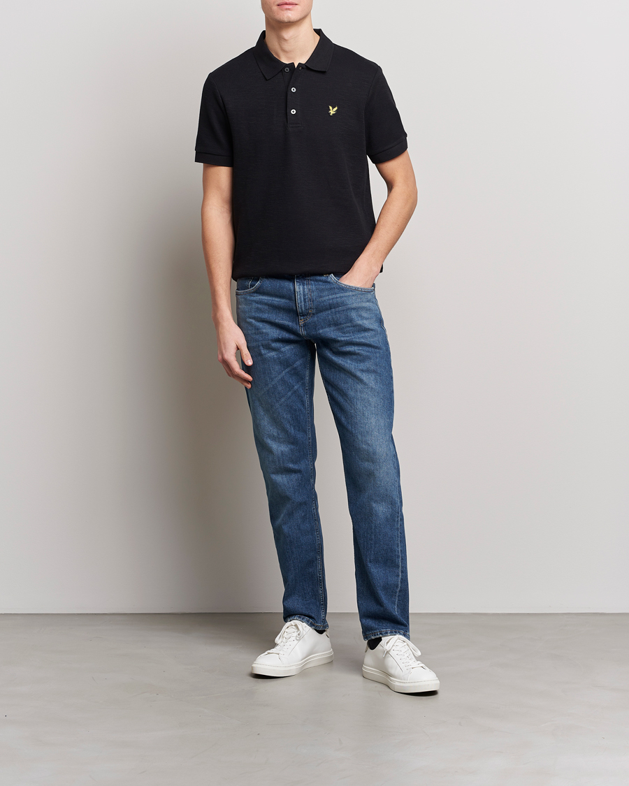 Men | Polo Shirts | Lyle & Scott | Cuffed Pique Polo Jet Black