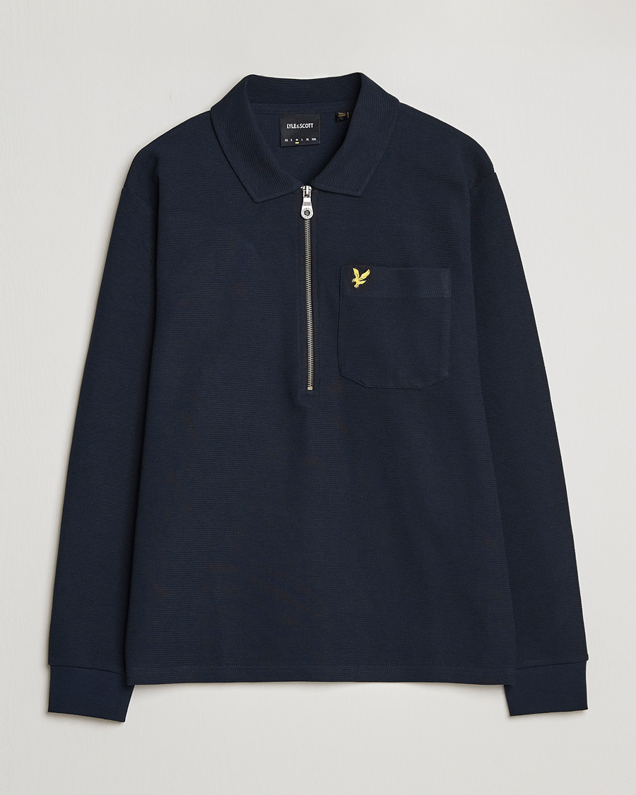 Men | Sweaters & Knitwear | Lyle & Scott | Crest Half Zip Sweater Dark Navy