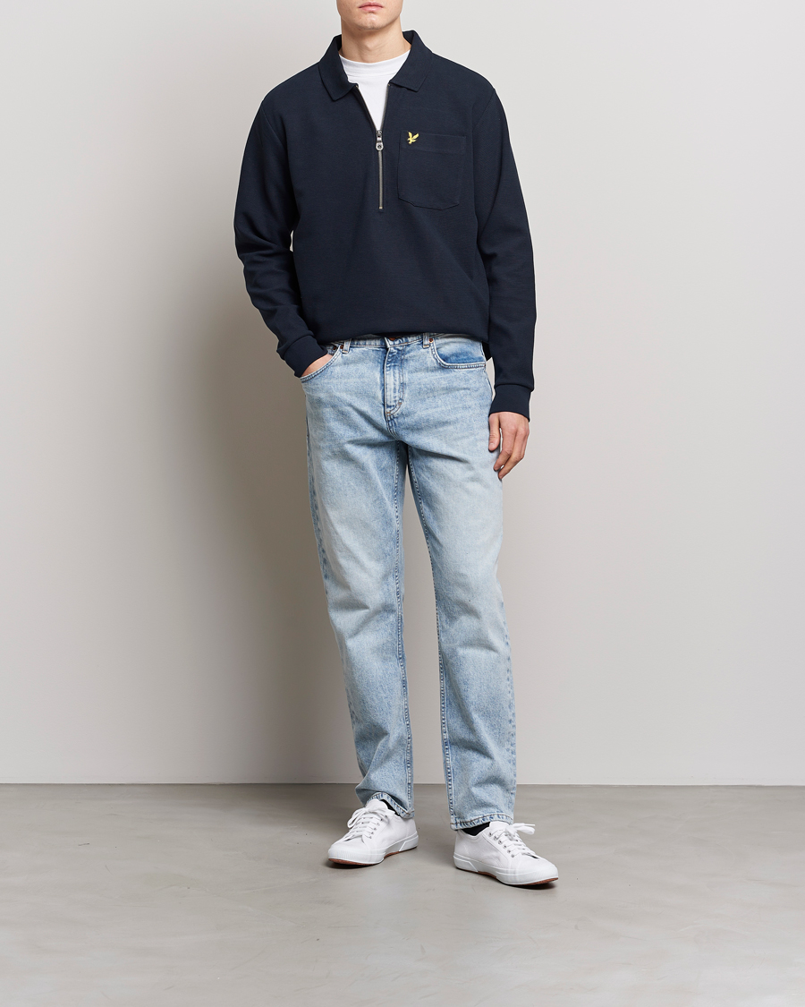 Men | Sweaters & Knitwear | Lyle & Scott | Crest Half Zip Sweater Dark Navy