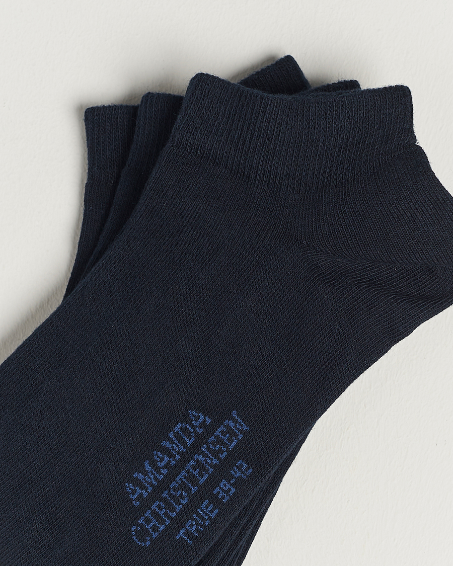 Men |  | Amanda Christensen | 3-Pack True Cotton Sneaker Socks Dark Navy