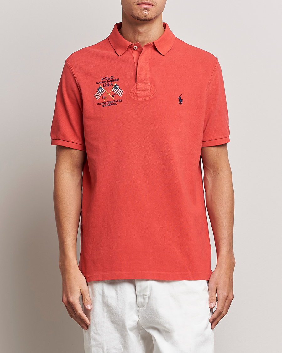 Men | Polo Shirts | Polo Ralph Lauren | Classic Fit Flag Polo Evening Post Red