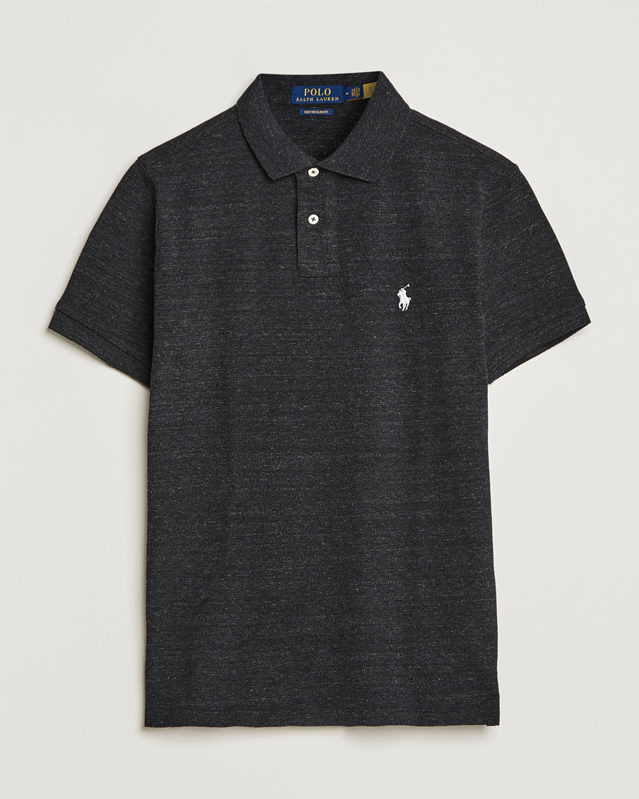 Men | Polo Shirts | Polo Ralph Lauren | Custom Slim Fit Polo Black Marl Heather
