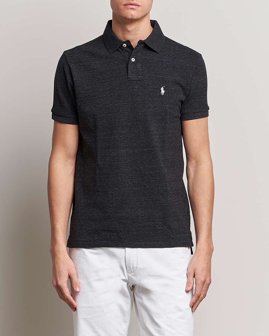 Men | Polo Shirts | Polo Ralph Lauren | Custom Slim Fit Polo Black Marl Heather