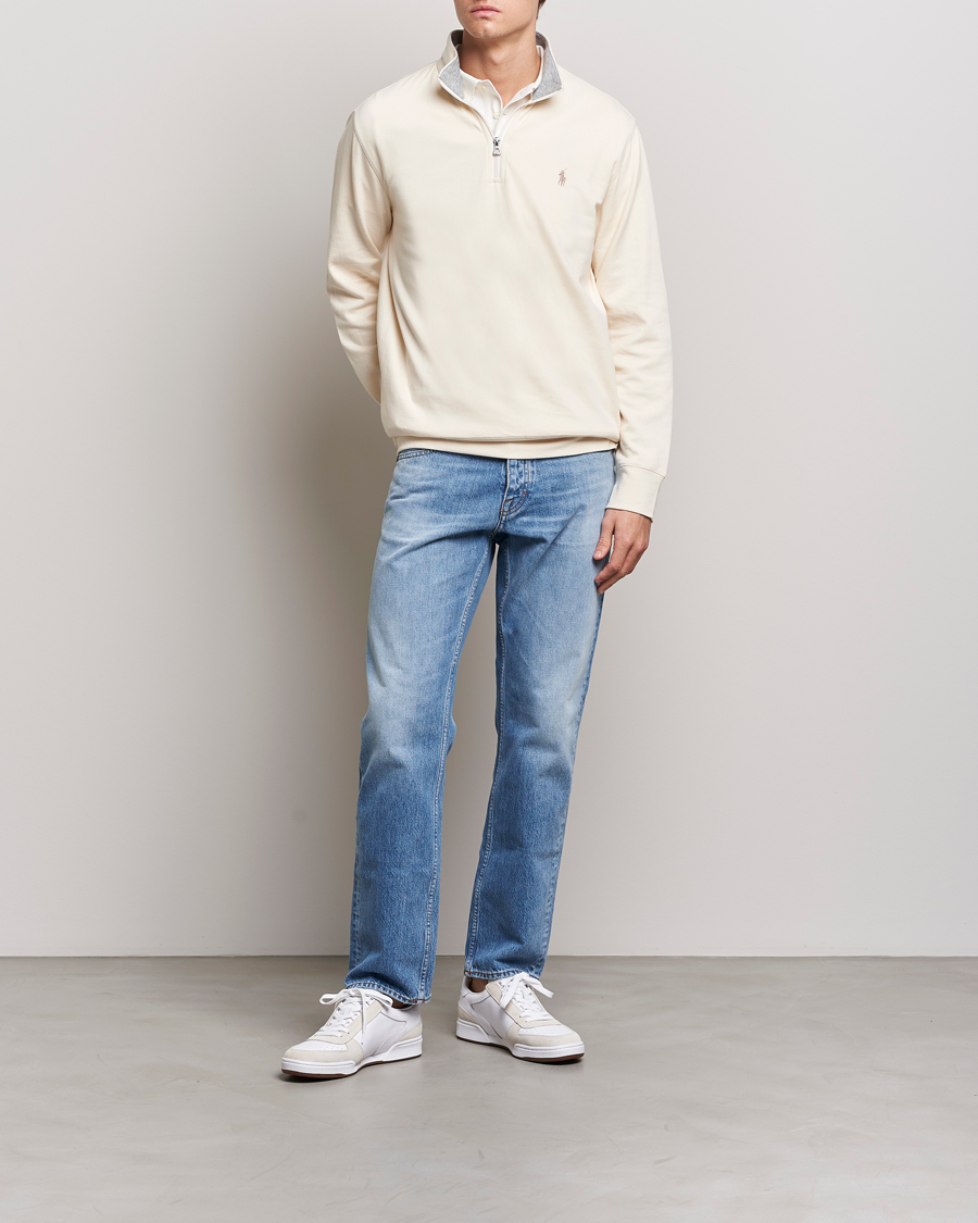 Men | Sweaters & Knitwear | Polo Ralph Lauren | Tech Double Knit Half Zip Guide Cream