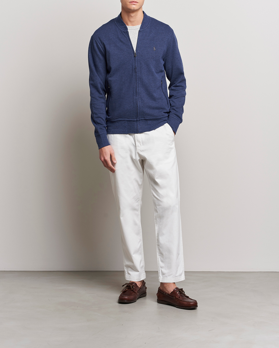 Men | Sweaters & Knitwear | Polo Ralph Lauren | Double Knit Full-Zip Sweater Spring Navy Heather