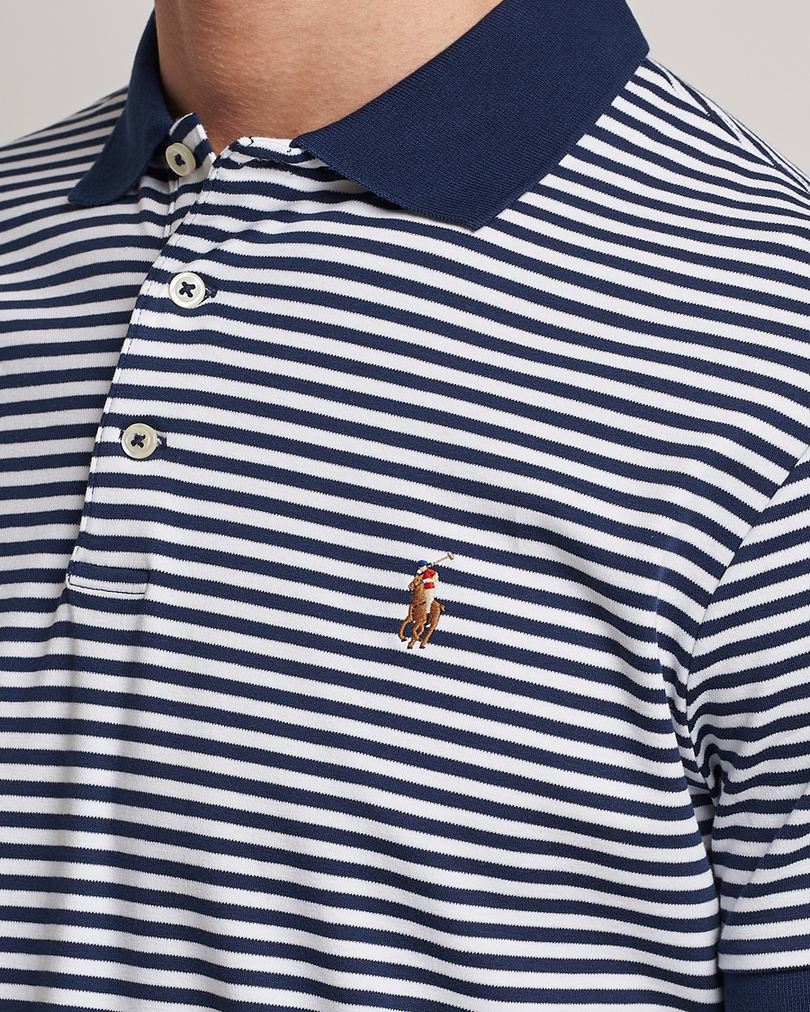 Men | Polo Shirts | Polo Ralph Lauren | Luxury Pima Cotton Striped Polo French Navy/White