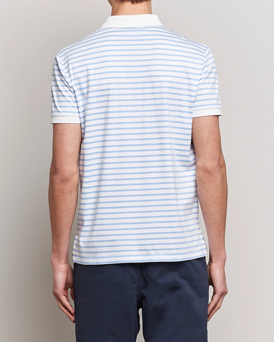 Men | Polo Shirts | Polo Ralph Lauren | Luxury Pima Cotton Striped Polo White/Austin Blue