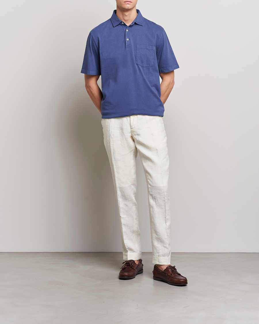 Men | Polo Shirts | Polo Ralph Lauren | Cotton/Linen Polo Boathouse Navy