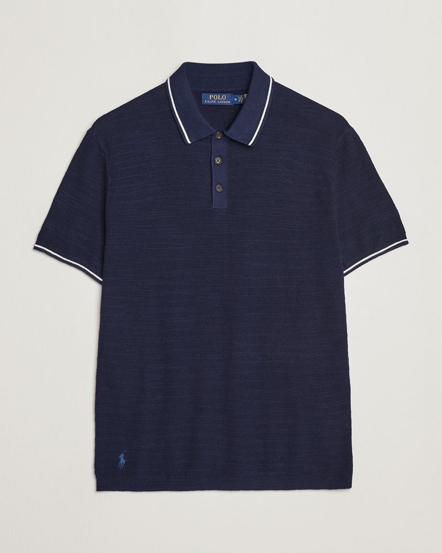 Men | Polo Shirts | Polo Ralph Lauren | Cotton/Linen Textured Polo Bright Navy