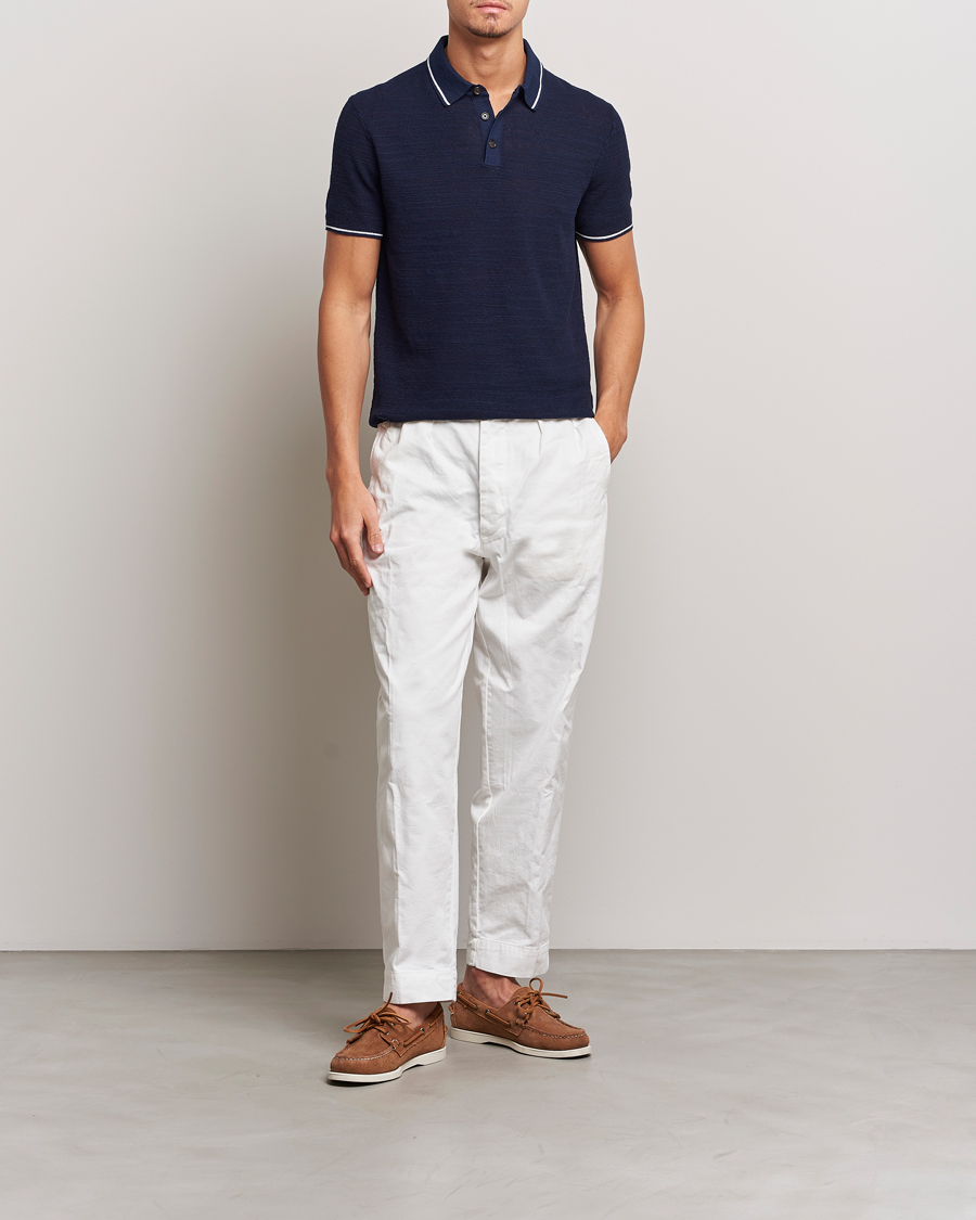 Men | Polo Shirts | Polo Ralph Lauren | Cotton/Linen Textured Polo Bright Navy
