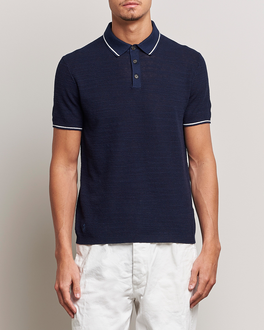 Men | Polo Shirts | Polo Ralph Lauren | Cotton/Linen Textured Polo Bright Navy