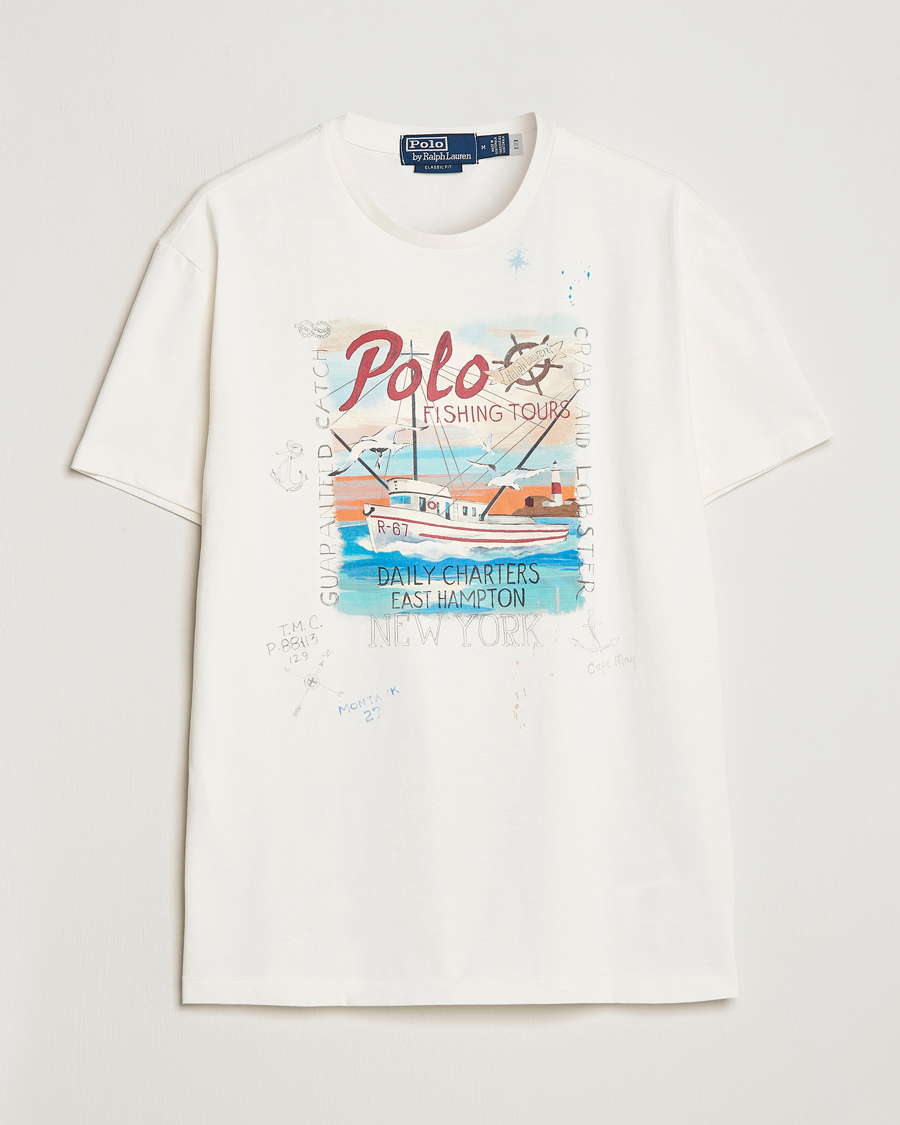 Men | T-Shirts | Polo Ralph Lauren | Graphic Logo Jerset Crew Neck T-Shirt Nevis White