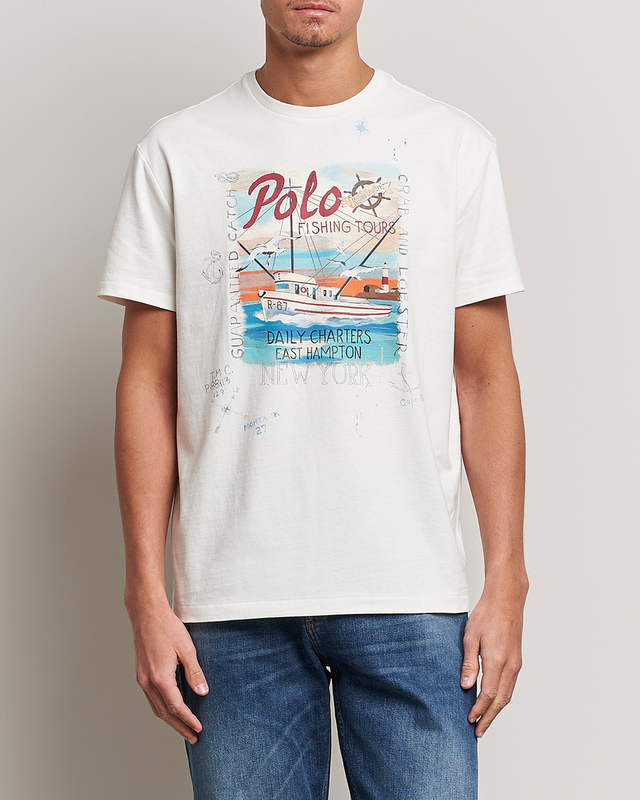 Men | T-Shirts | Polo Ralph Lauren | Graphic Logo Jerset Crew Neck T-Shirt Nevis White