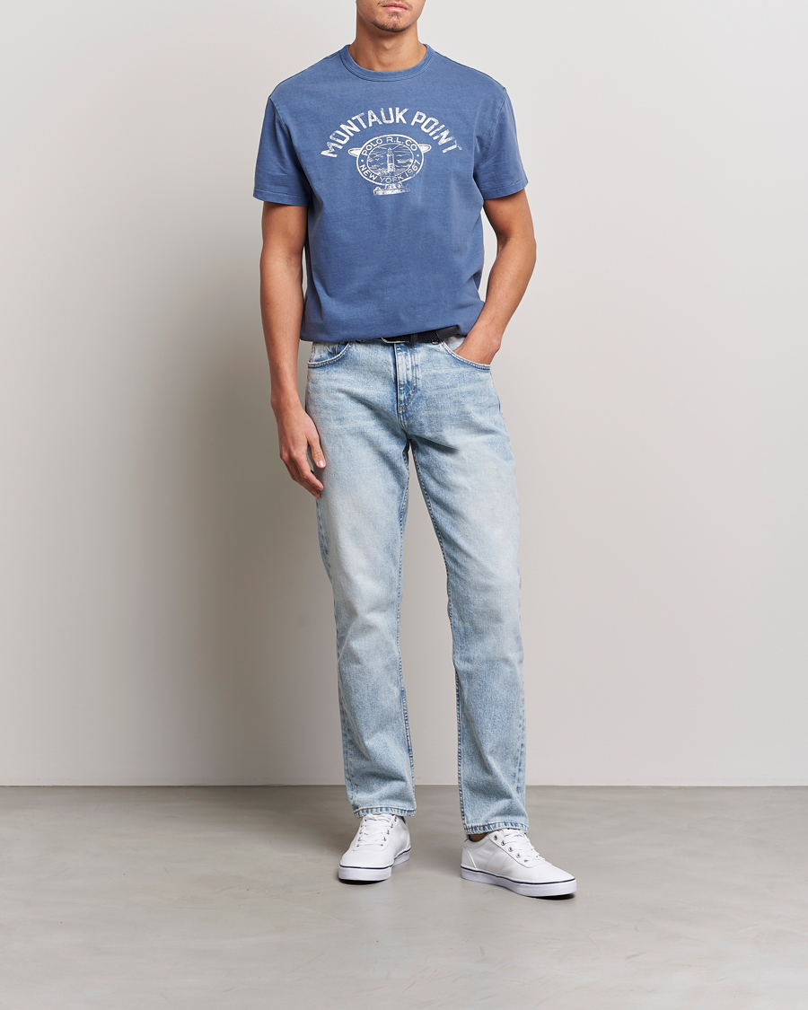 Men | T-Shirts | Polo Ralph Lauren | Graphic Logo Jerset Crew Neck T-Shirt Earth Blue