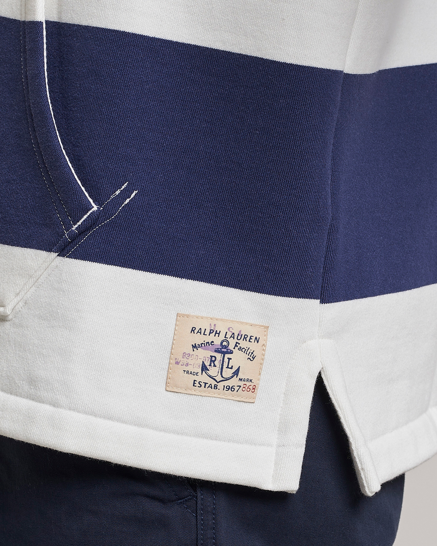 Men | Sweaters & Knitwear | Polo Ralph Lauren | Jersey Blockstriped Hoodie Boat Navy/White