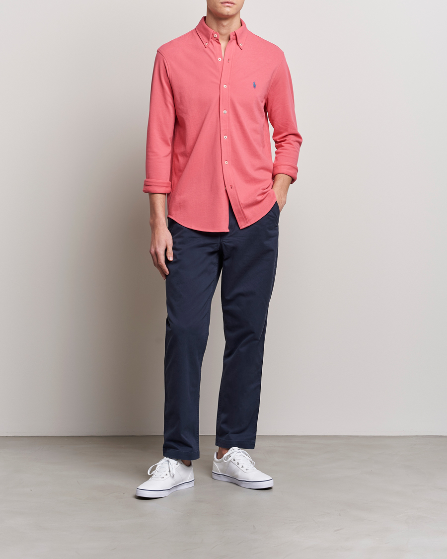 Men | Shirts | Polo Ralph Lauren | Slim Fit Featherweight Mesh Shirt Red Sky