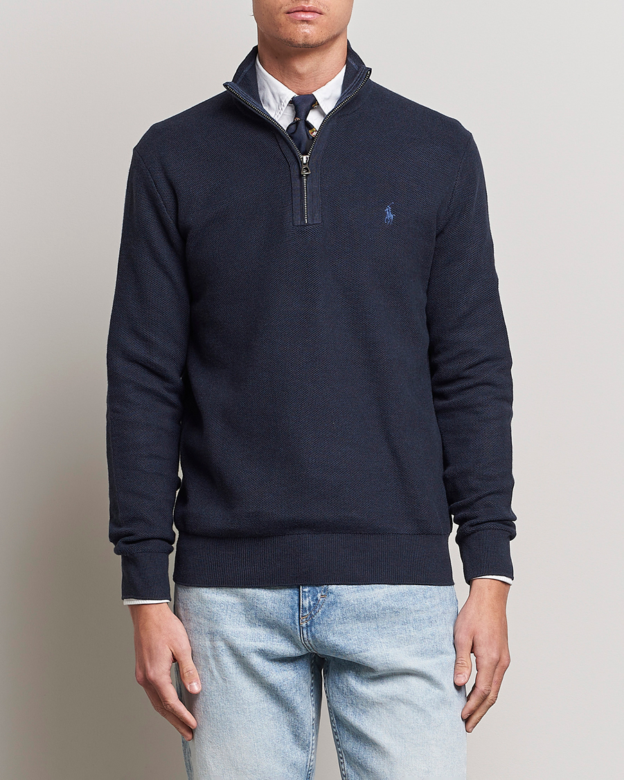 Men | Sweaters & Knitwear | Polo Ralph Lauren | Textured Half-Zip Navy Heather