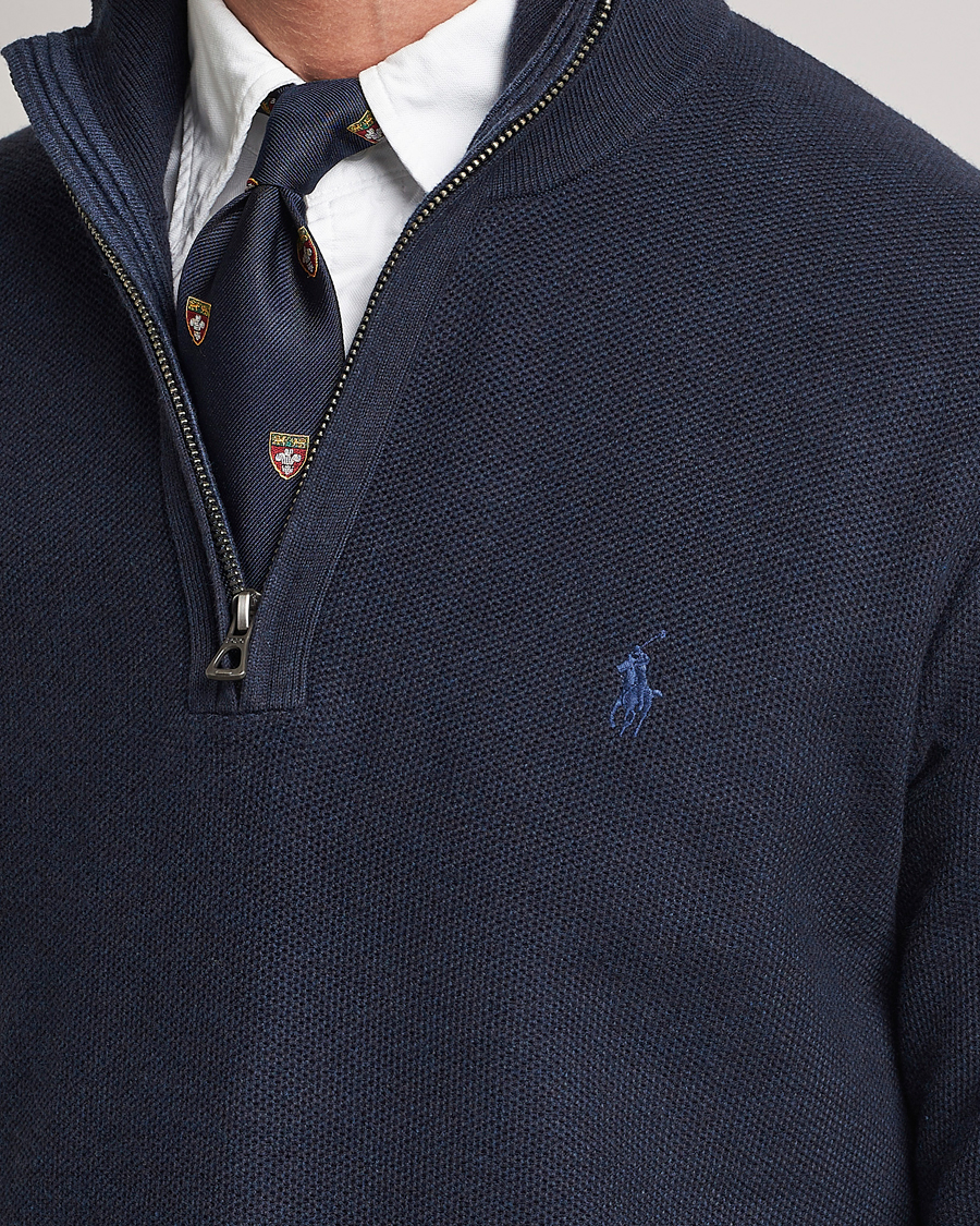 Men | Sweaters & Knitwear | Polo Ralph Lauren | Textured Half-Zip Navy Heather