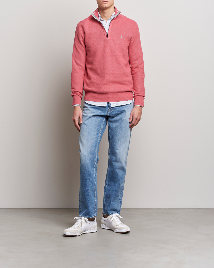 Men | Sweaters & Knitwear | Polo Ralph Lauren | Textured Half-Zip Red Sky Heather