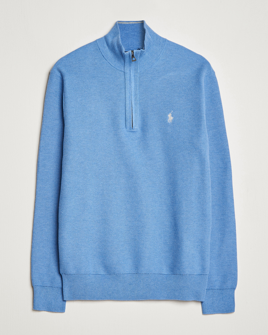 Men | Sweaters & Knitwear | Polo Ralph Lauren | Textured Half-Zip Summer Blue