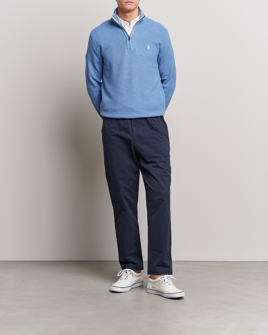 Men | Sweaters & Knitwear | Polo Ralph Lauren | Textured Half-Zip Summer Blue