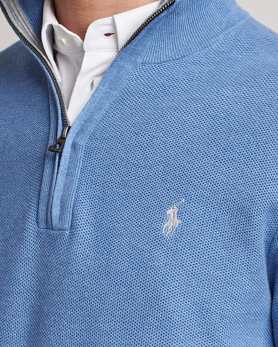 Polo Ralph Lauren Textured Half-Zip Summer Blue at CareOfCarl.com