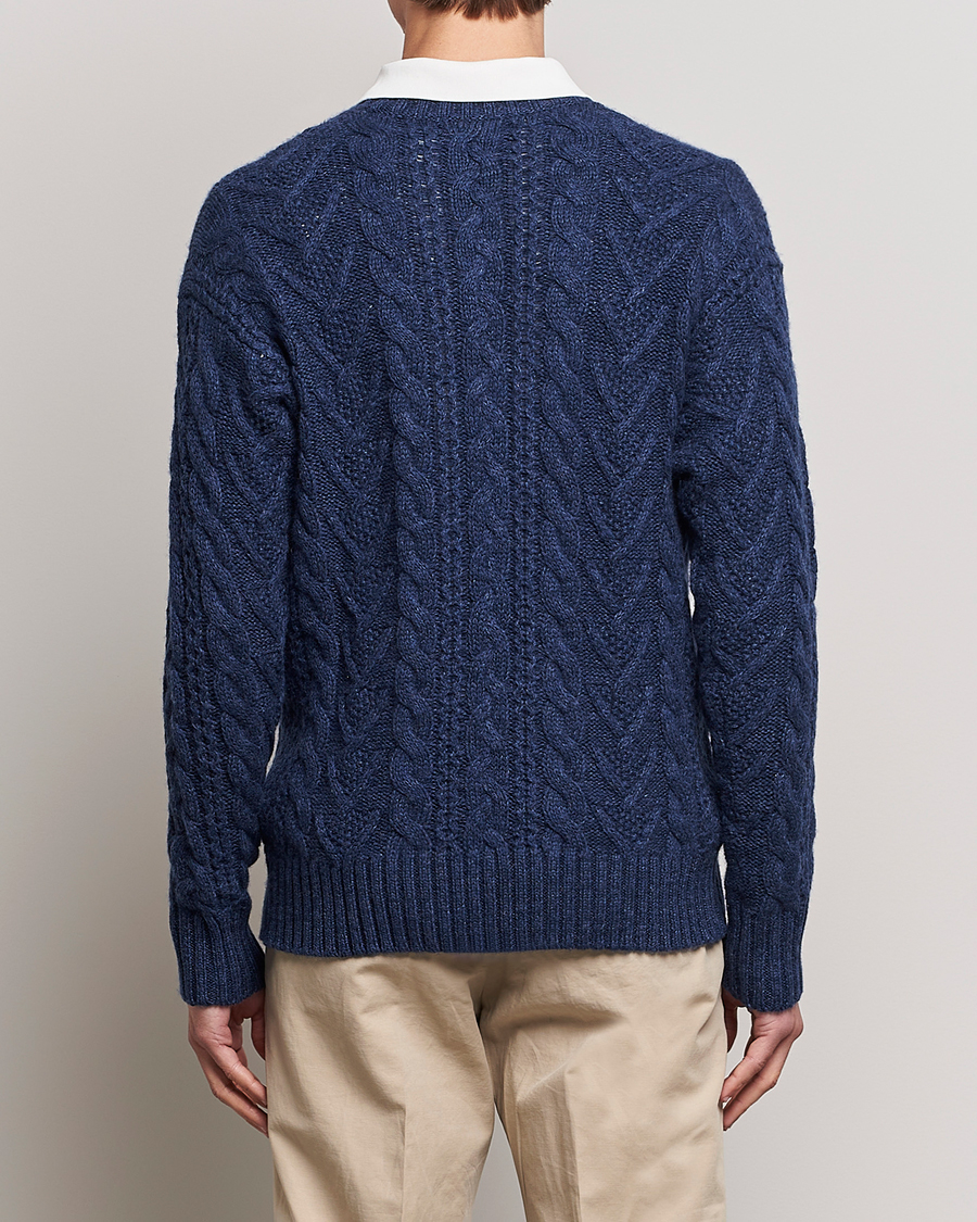 Men | Sweaters & Knitwear | Polo Ralph Lauren | Knitted Fishermen Sweater Mid Blue Heather