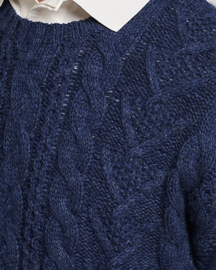 Men | Sweaters & Knitwear | Polo Ralph Lauren | Knitted Fishermen Sweater Mid Blue Heather