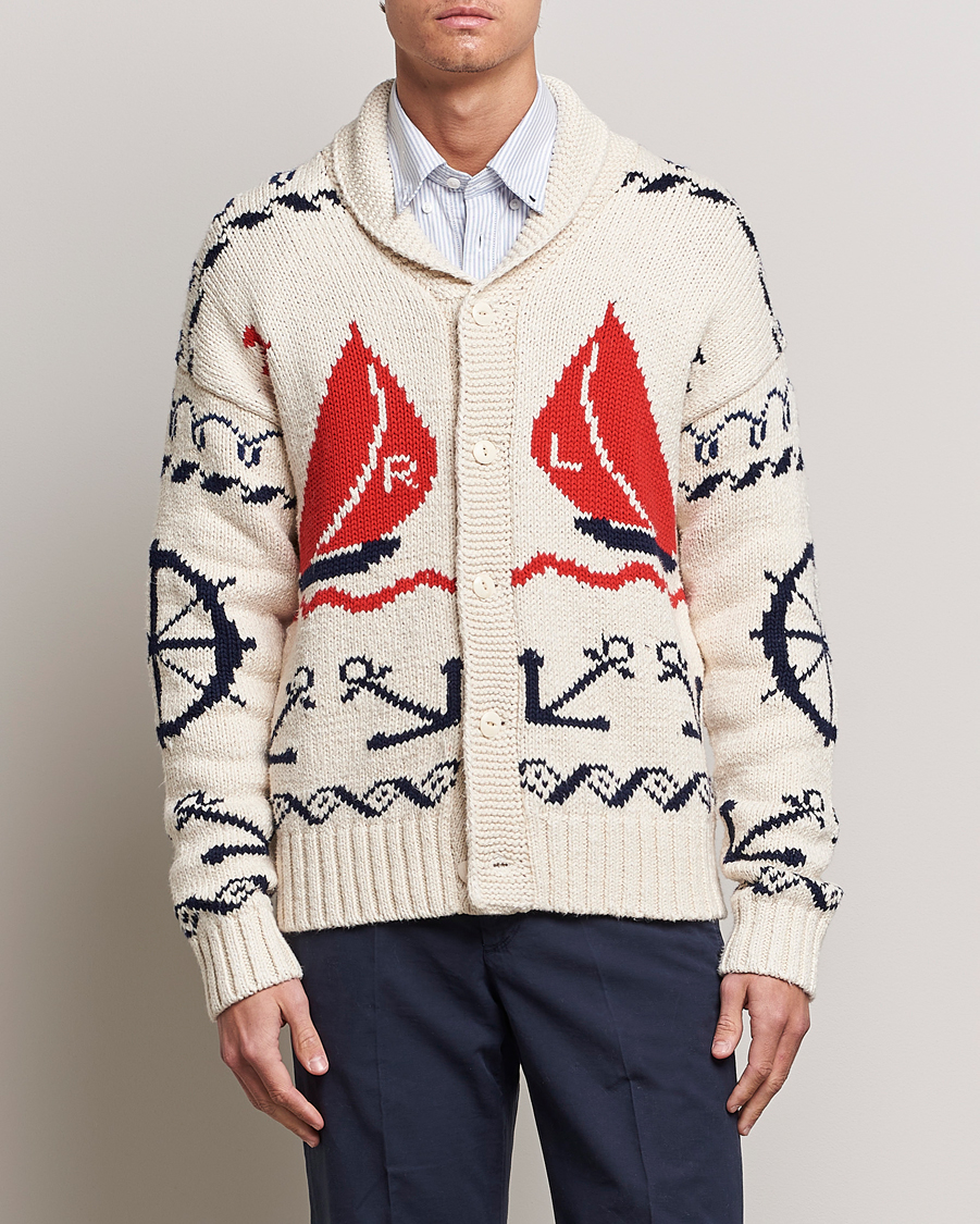 Men |  | Polo Ralph Lauren | Knitted Fishermen Shawl Collar Cardigan Cream