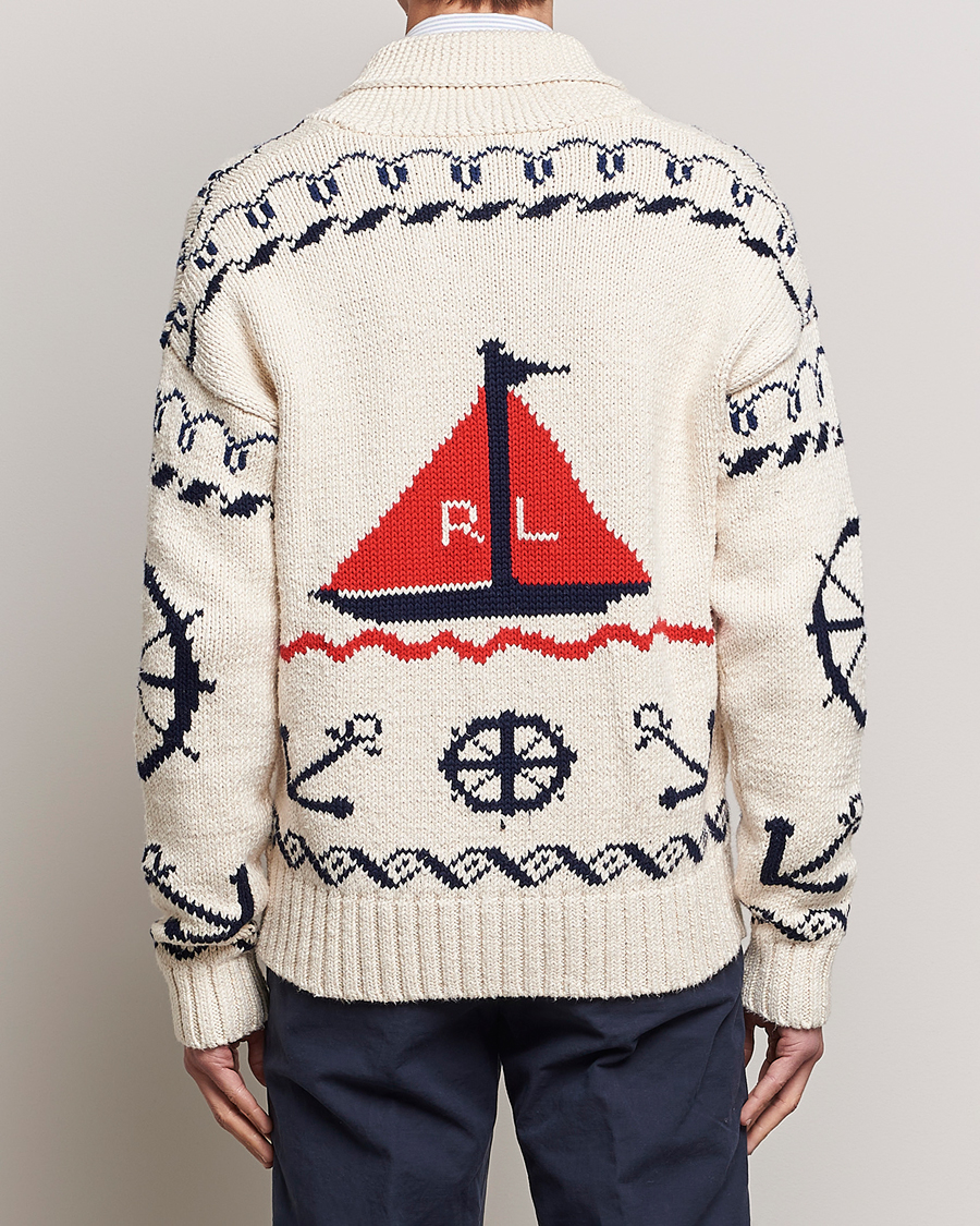 Men | Sweaters & Knitwear | Polo Ralph Lauren | Knitted Fishermen Shawl Collar Cardigan Cream