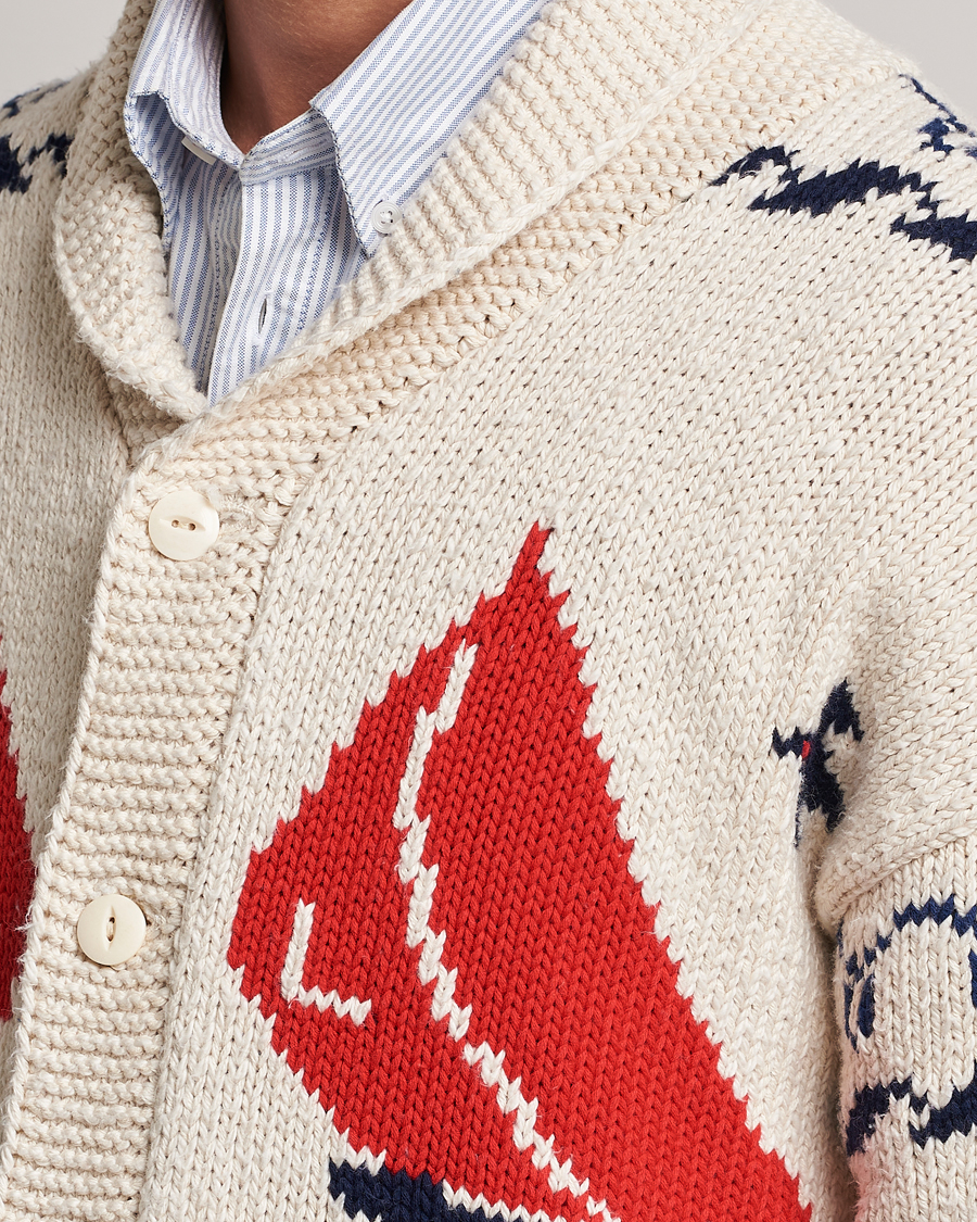 Men | Sweaters & Knitwear | Polo Ralph Lauren | Knitted Fishermen Shawl Collar Cardigan Cream