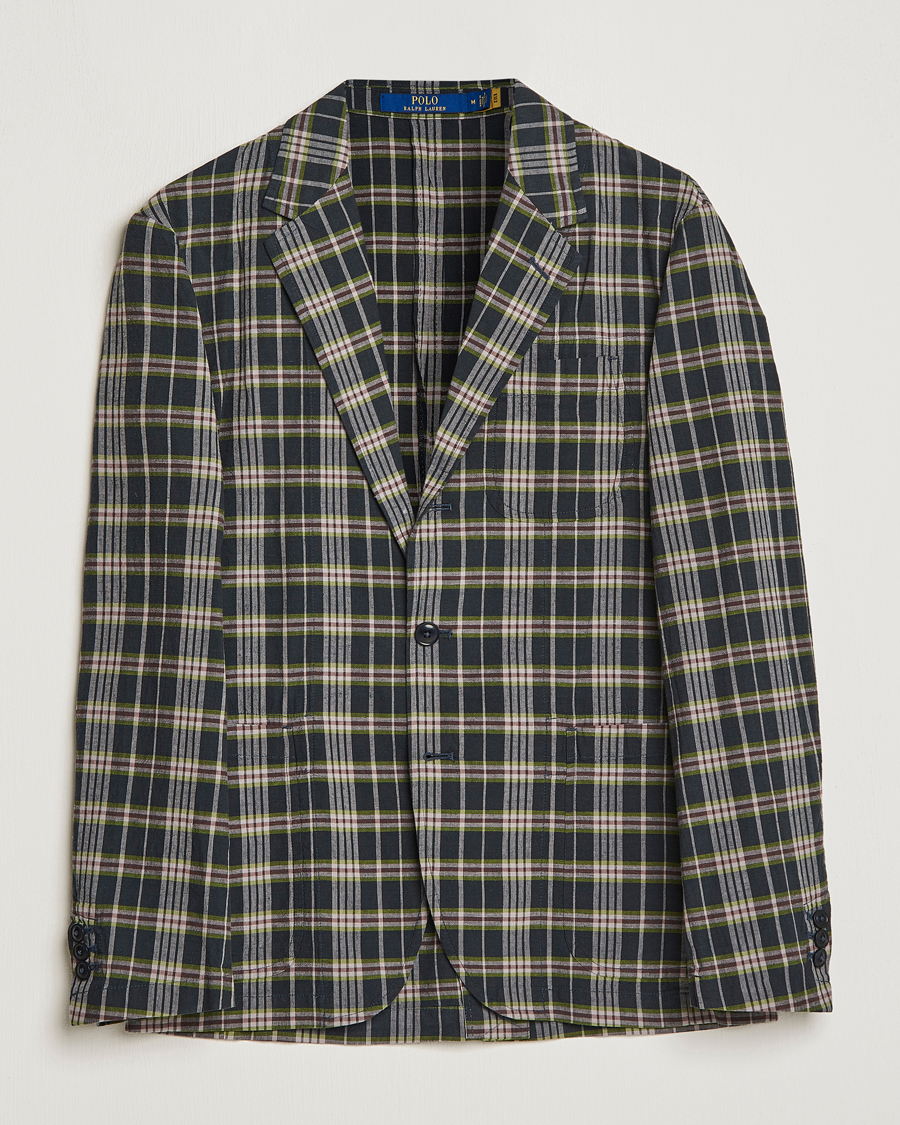 Men | Cotton Blazers | Polo Ralph Lauren | Cotton Madras Checked Blazer Navy/Olive/Burgundy