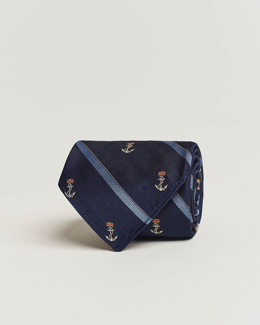 Men | Polo Ralph Lauren Vintage Striped Anchor Tie Navy/Blue | Polo Ralph Lauren | Vintage Striped Anchor Tie Navy/Blue