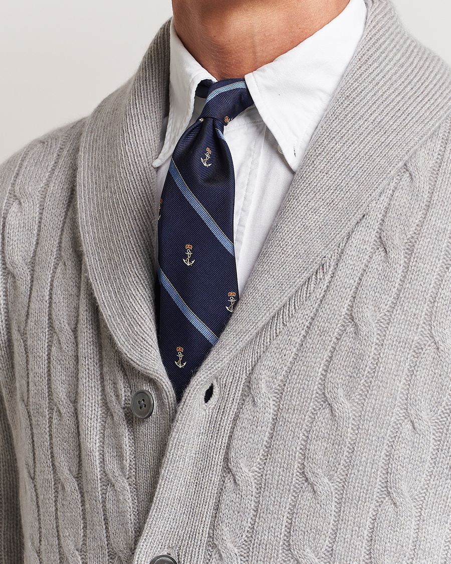 Men | Polo Ralph Lauren Vintage Striped Anchor Tie Navy/Blue | Polo Ralph Lauren | Vintage Striped Anchor Tie Navy/Blue