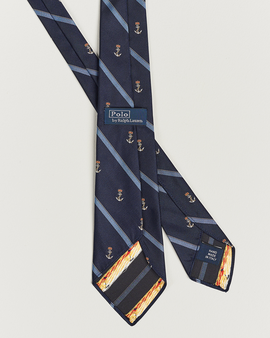 Men | Polo Ralph Lauren Vintage Striped Anchor Tie Navy/Blue | Polo Ralph Lauren | Vintage Striped Anchor Tie Navy/Blue