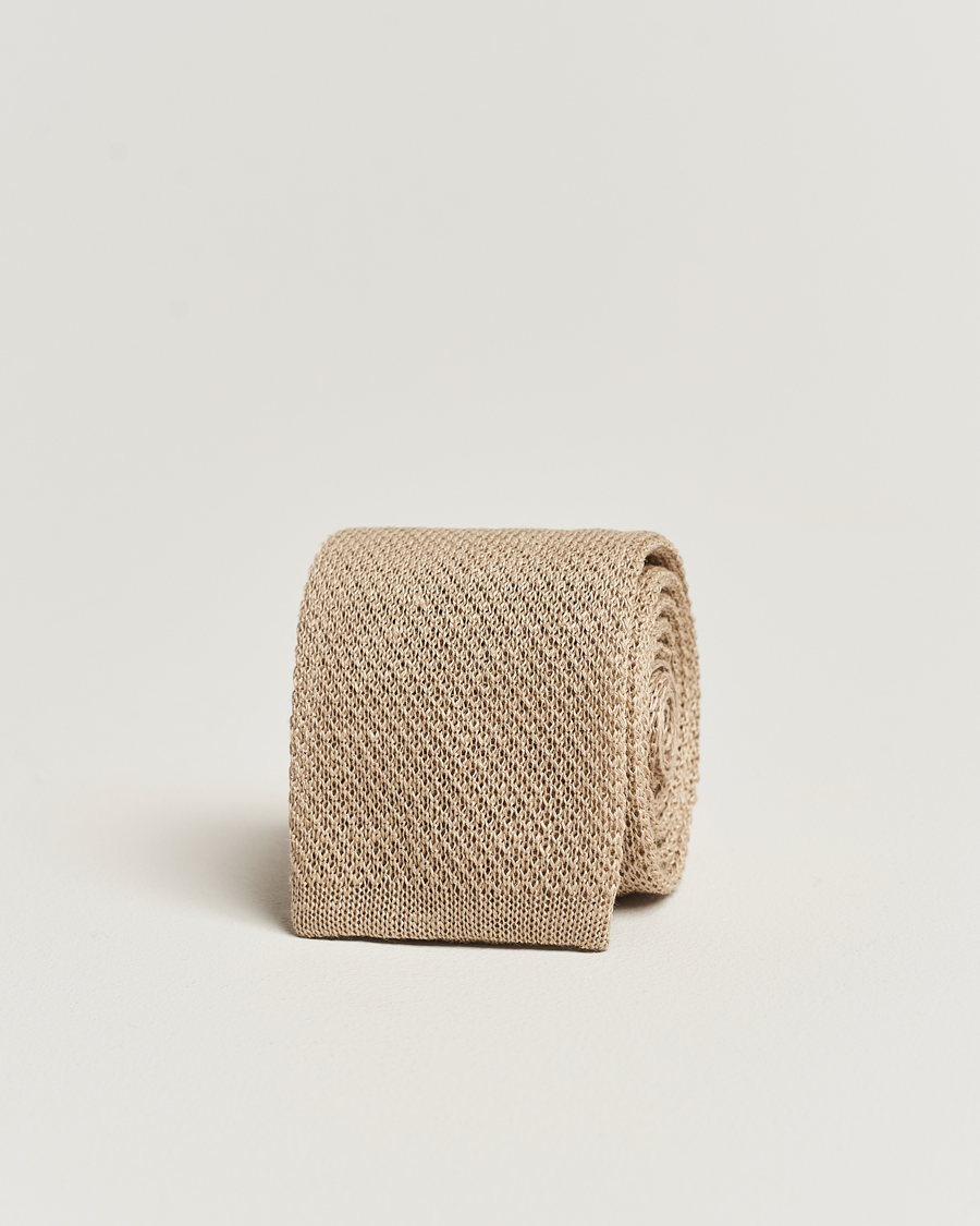Men | Polo Ralph Lauren Linen Knitted Tie Tan | Polo Ralph Lauren | Linen Knitted Tie Tan