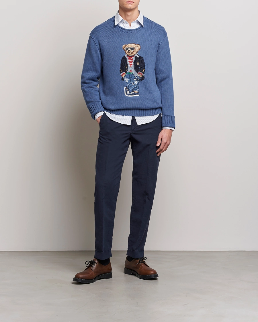 Men | Sweaters & Knitwear | Polo Ralph Lauren | Cotton Knitted Bear Sweater Blue Haven