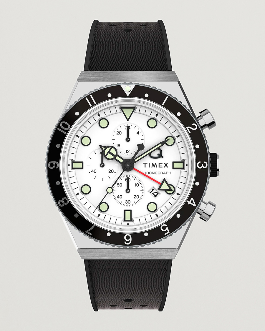 Men | Rubber strap | Timex | Time Zone Chronograph 40mm  White Dial