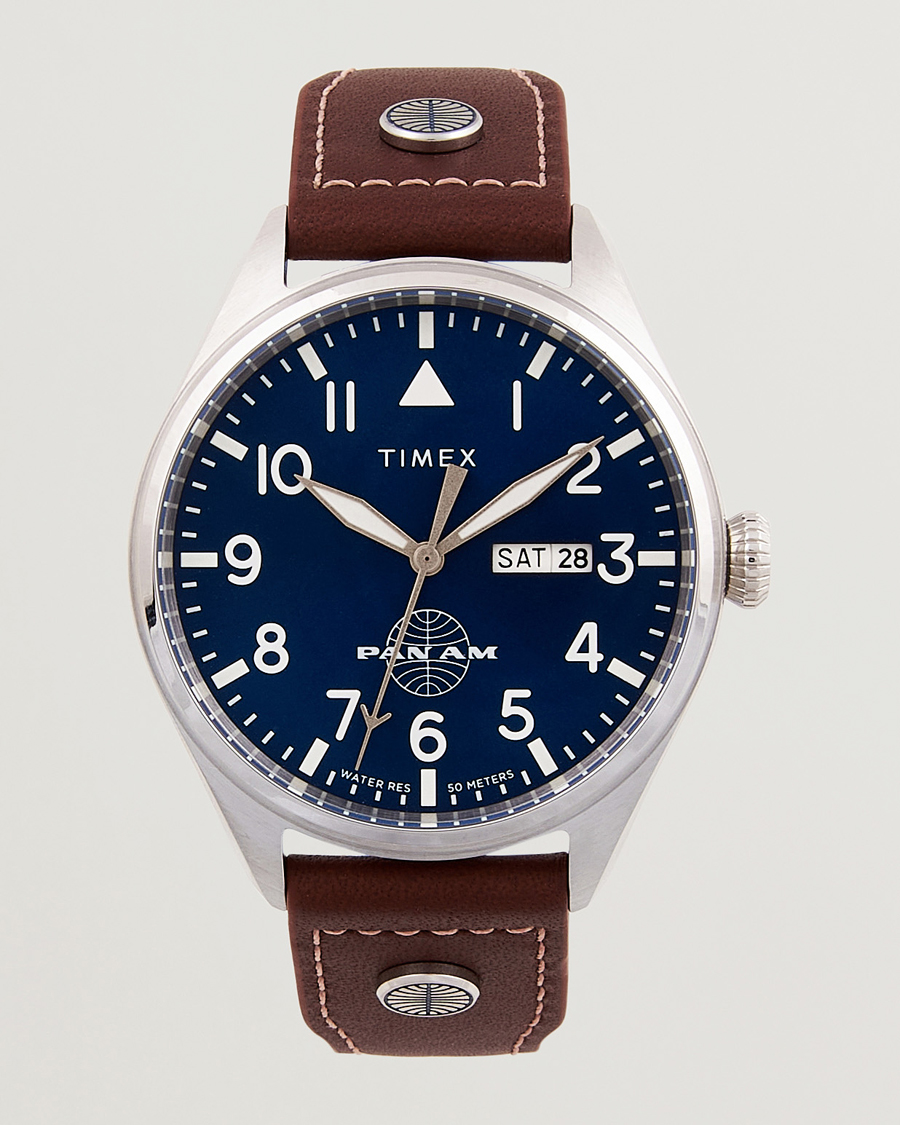 Men | Timex Pan Am Waterbury Chronograph 42mm Blue Dial | Timex | Pan Am Waterbury Chronograph 42mm Blue Dial