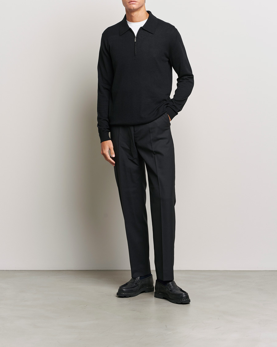 Men | Sweaters & Knitwear | Tiger of Sweden | Orbit Half Zip Merino Black