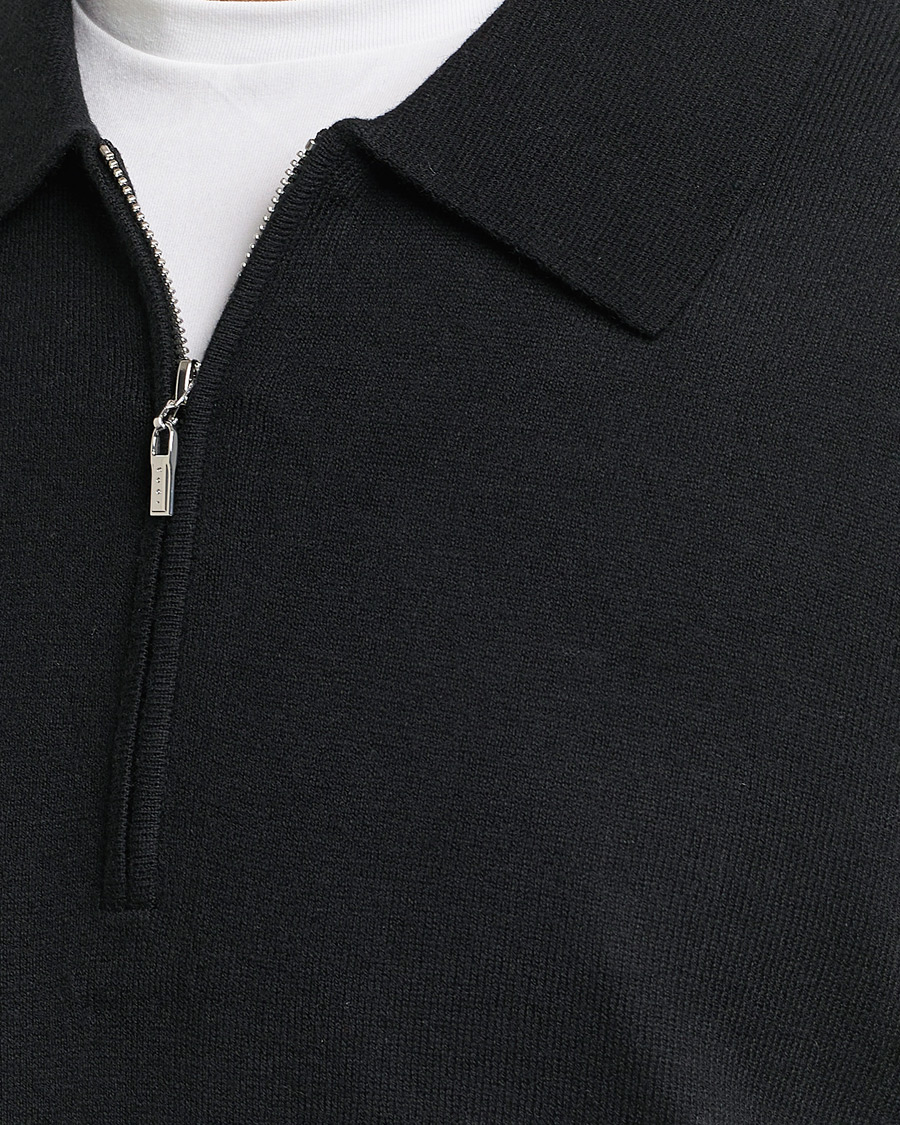 Men | Sweaters & Knitwear | Tiger of Sweden | Orbit Half Zip Merino Black