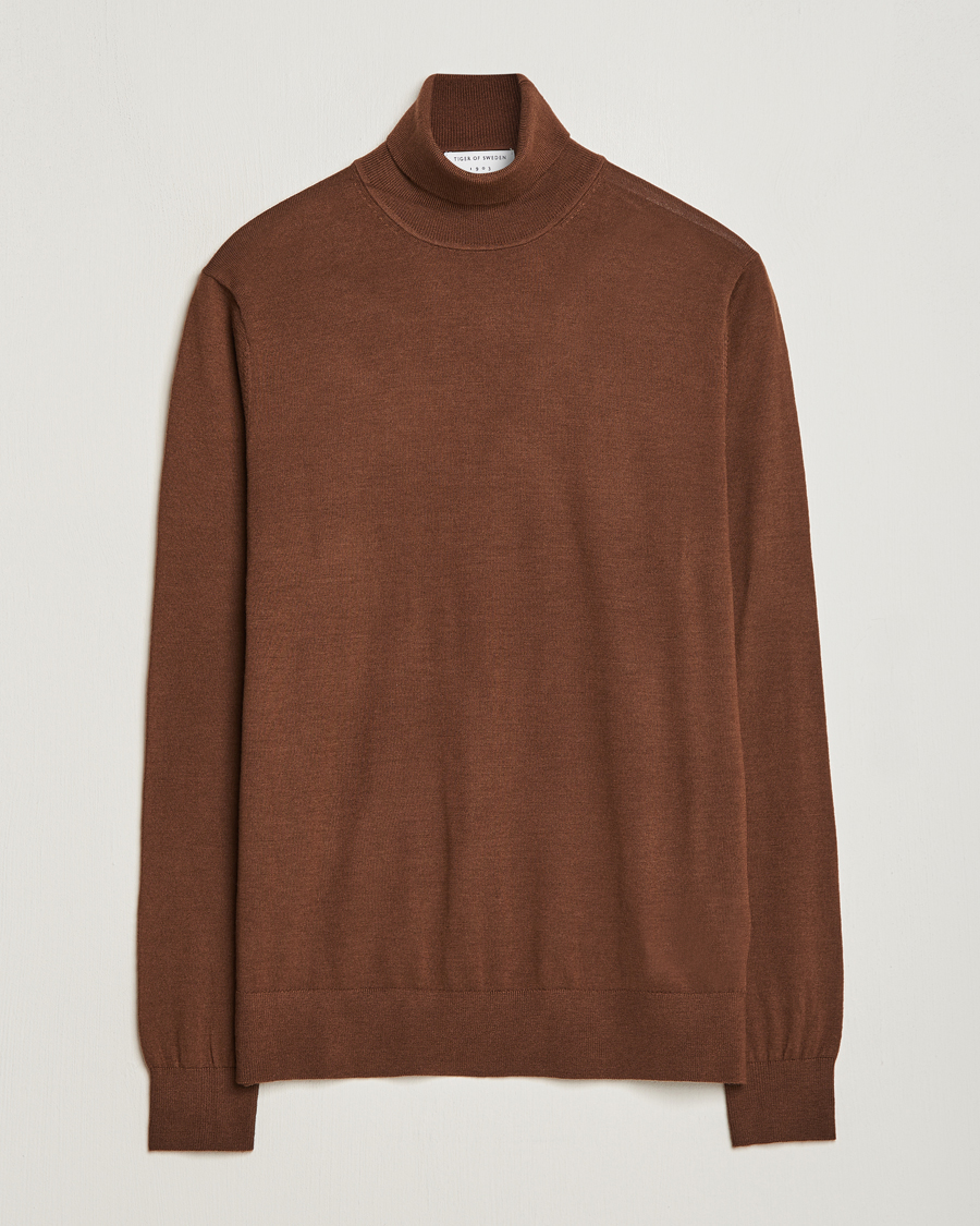 Men | Sweaters & Knitwear | Tiger of Sweden | Nevile Extra Fine Merino Polo Golden Copper