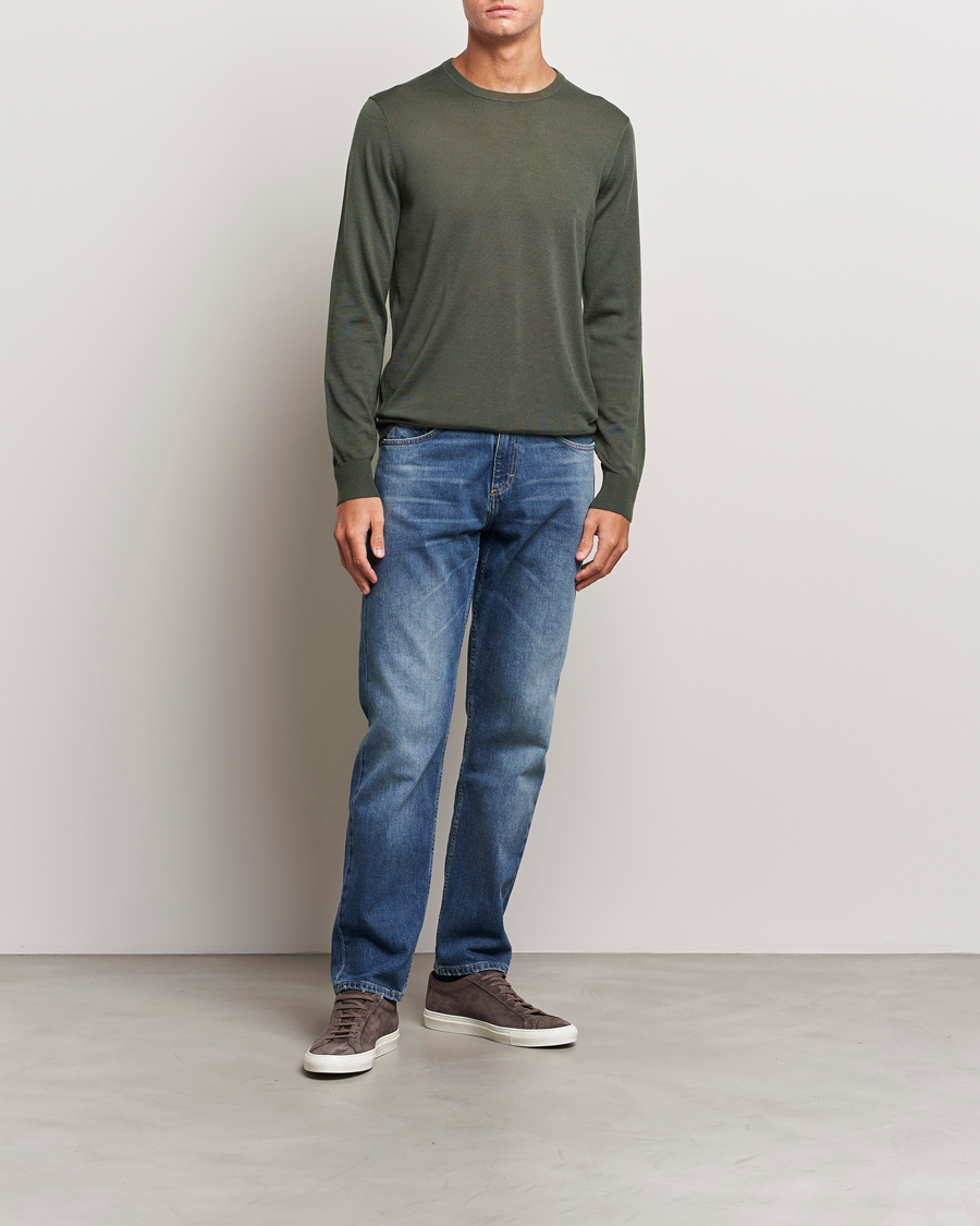 Men | Sweaters & Knitwear | Tiger of Sweden | Nichols Crew Neck Pullover Forest Green