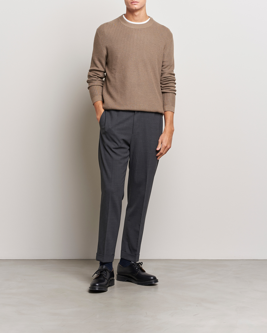 Men | Sweaters & Knitwear | Tiger of Sweden | Elssler Merino Pullover Olive Grey