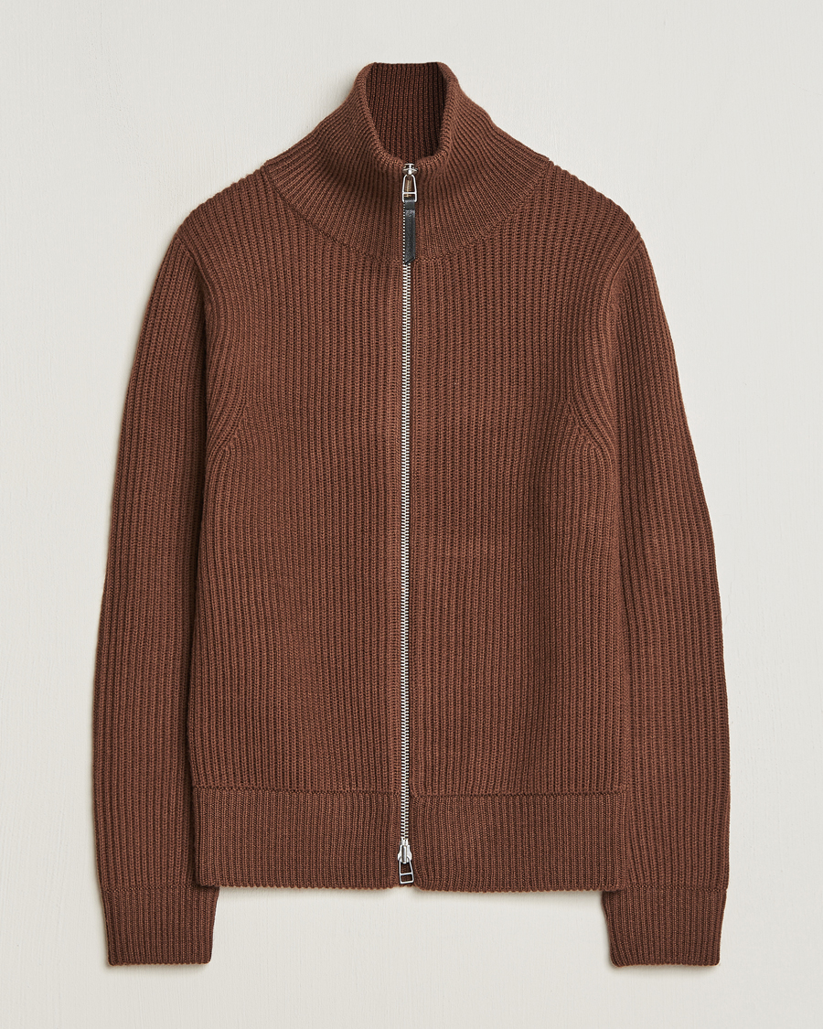 Men | Sweaters & Knitwear | Tiger of Sweden | Nyman Full Zip Golden Brown