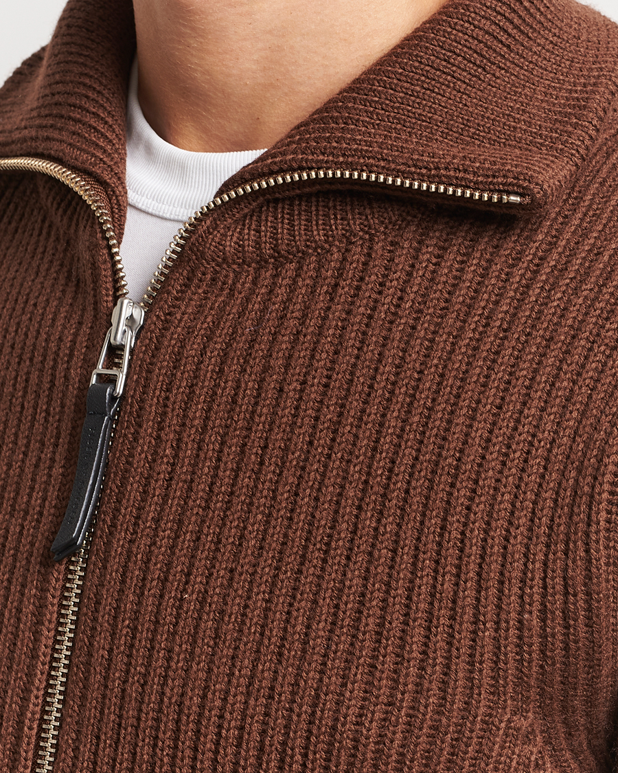 Men | Sweaters & Knitwear | Tiger of Sweden | Nyman Full Zip Golden Brown