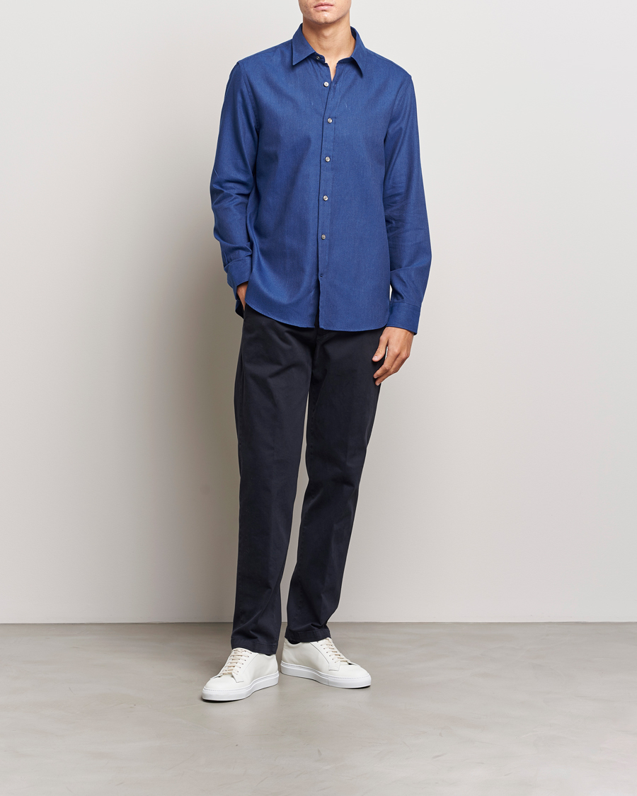 Men | Shirts | Tiger of Sweden | Benjamin Flannel Shirt  Blue Melange